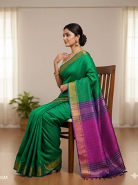 SKU0976 | Indian Soft Bishnupuri Katan Silk Saree | All body Dot Design | Premium Quality - Dry Wash Only, Yes