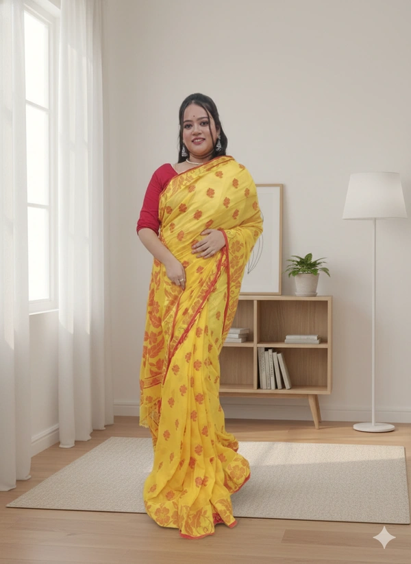 SKU0672 : Pure Khadi Cotton Saree – Handwoven, Lightweight & Breathable Fabric - Hand Wash, Yes