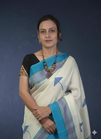 SKU-0727 : Handcrafted Pure Silk Kantha Stitch Saree – Elegant Traditional Wear - Dry Wash, Yes