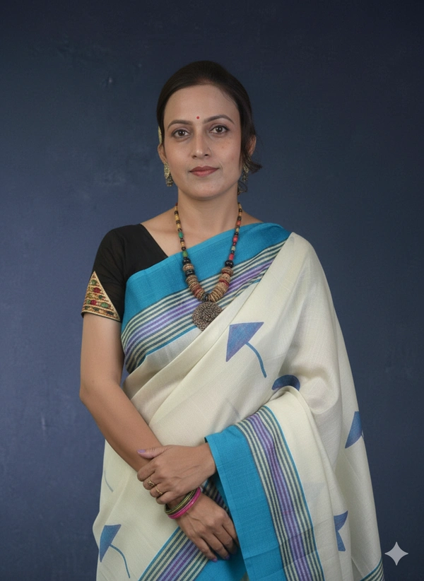 SKU-0727 : Handcrafted Pure Silk Kantha Stitch Saree – Elegant Traditional Wear - Dry Wash, Yes