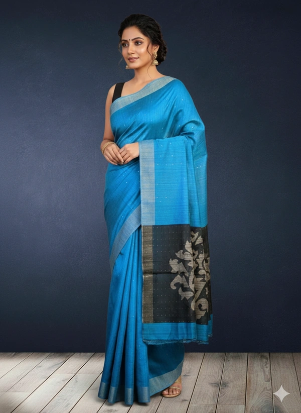 SKU0224 : Elegant Handwoven Silk Matka Ghicha Saree – Traditional Bengal Weave - Dry Clean Only, Yes