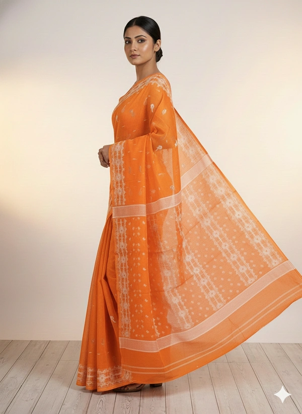 SKU1268 : Elegant Cotton Blend Jamdani Saree | Dhakai Jamdani - Hand Wash, Yes