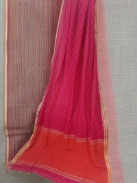SKU0251 : Pure Cotton Saree – Handwoven, Lightweight & Breathable Fabric | Katki and Ikat Design - Dual Tone, Dry Wash Only, Yes