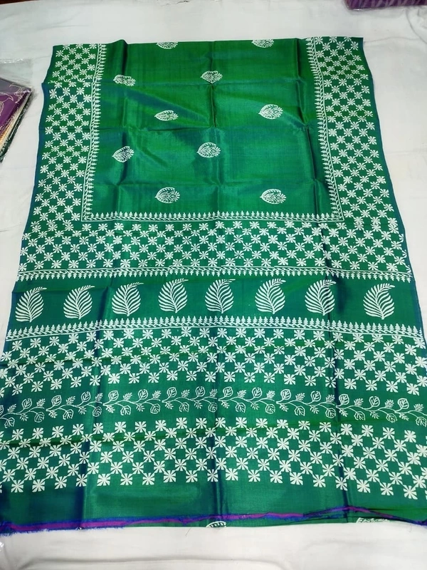 SKU1053 : Exclusive Indian Soft Bishnupuri Katan Silk Saree | Premium Quality - Block Print, Dry Wash Only, Yes