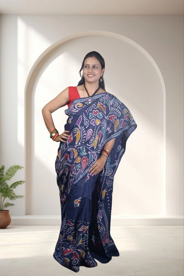 SKU-0742 : Pure Cotton Batik Saree – Handcrafted & Lightweight Traditional Wear - Hand Wash Only, No