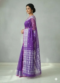 SKU1334 : Premium Handwoven Resham Jamdani Saree - Dry Wash, Yes