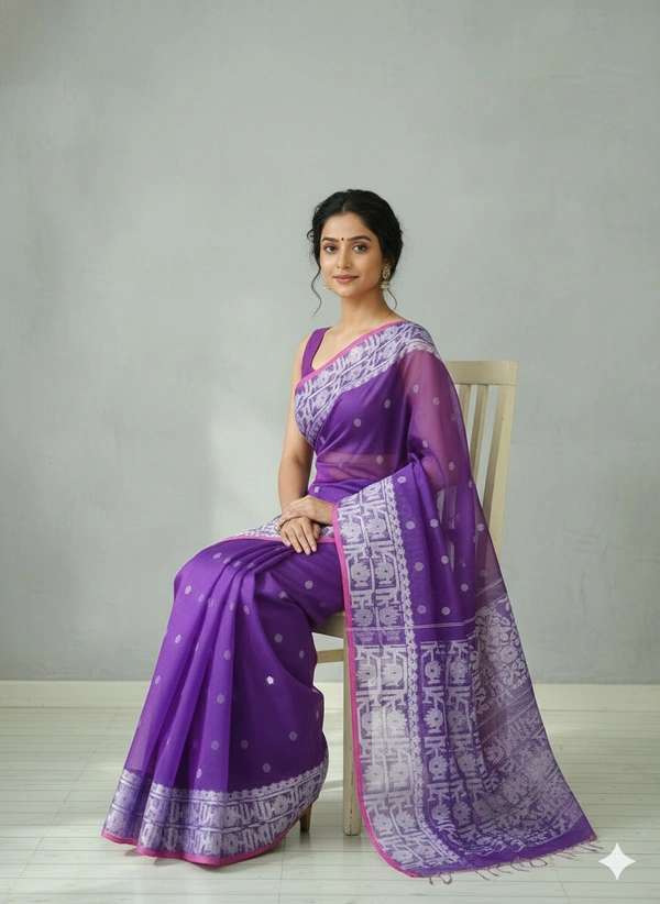 SKU1334 : Premium Handwoven Resham Jamdani Saree - Dry Wash, Yes