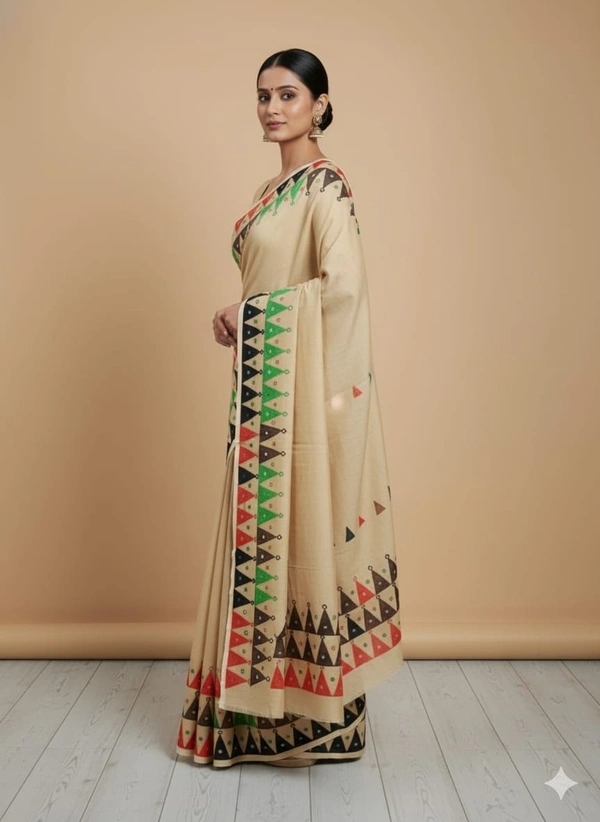 SKU1135 : Dhanekhali Tant Saree – Handwoven, Lightweight & Breathable Fabric - Hand Wash, Yes