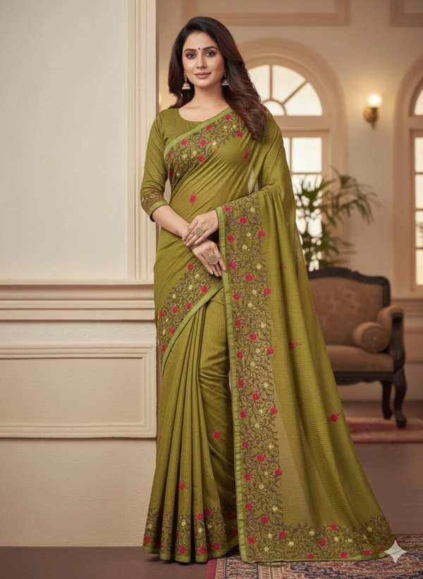 SKU1136 : Pure Noyal Saree | Embroidered Work - Dry Wassh, Yes