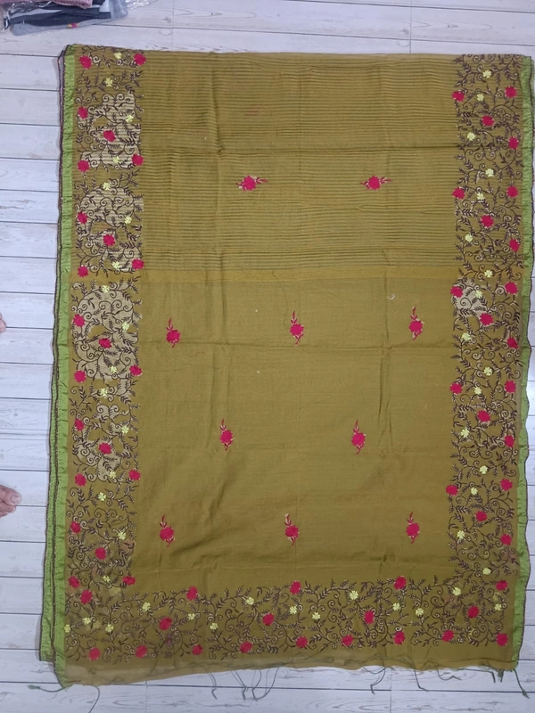 SKU1136 : Pure Noyal Saree | Embroidered Work - Dry Wassh, Yes