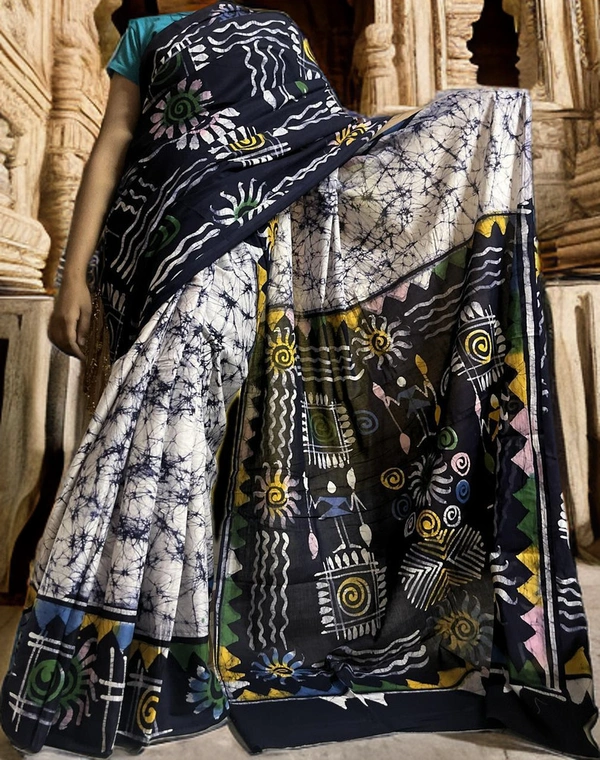 SKU0168 : Pure Cotton – Premium Wax Batik Fabric – Handcrafted, Soft & Breathable - Normal Length 6.3 mtr Plus, Hand Print, Hand Wash, Yes