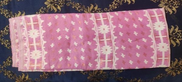 SKU1270 : Elegant Cotton Blend Jamdani Saree | Dhakai Jamdani - Hand Wash, Yes