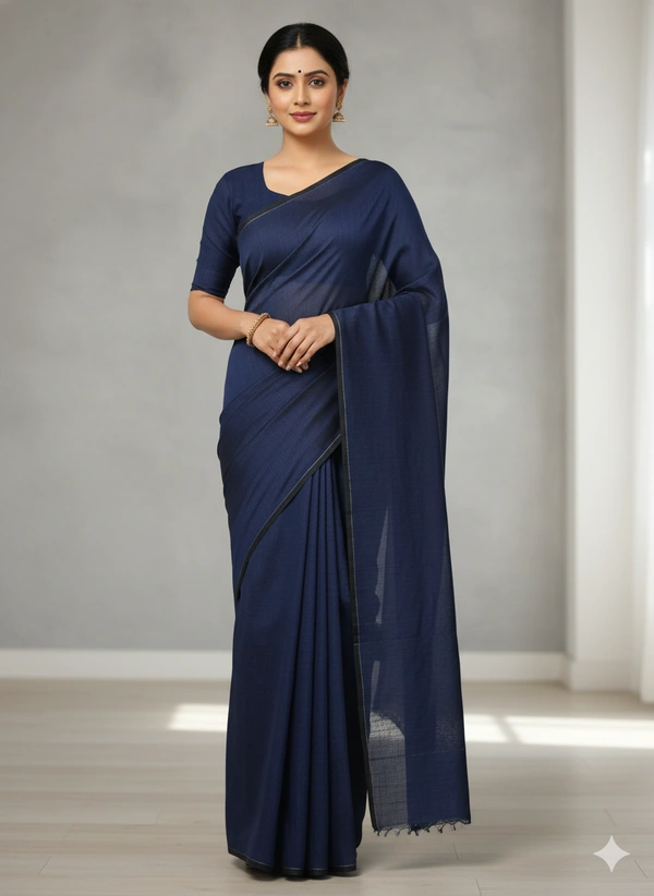 SKU1220 : Pure Khadi Cotton Saree – Handwoven, Lightweight & Breathable Fabric - Hand Wash, Yes