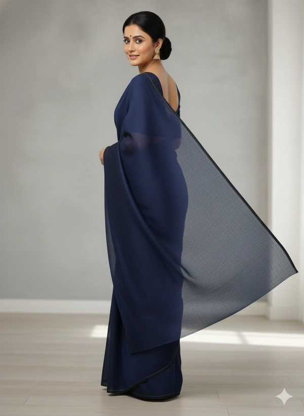 SKU1220 : Pure Khadi Cotton Saree – Handwoven, Lightweight & Breathable Fabric - Hand Wash, Yes