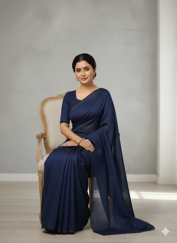 SKU1220 : Pure Khadi Cotton Saree – Handwoven, Lightweight & Breathable Fabric - Hand Wash, Yes