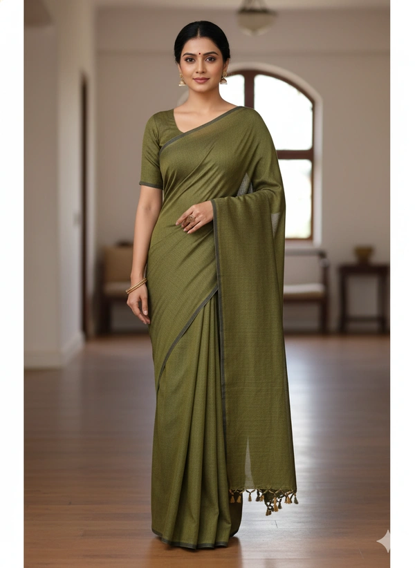 SKU1221 : Pure Khadi Cotton Saree – Handwoven, Lightweight & Breathable Fabric - Hand Wash, Yes