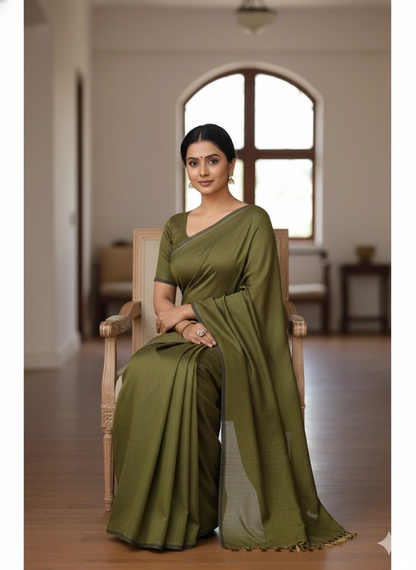 SKU1221 : Pure Khadi Cotton Saree – Handwoven, Lightweight & Breathable Fabric - Hand Wash, Yes