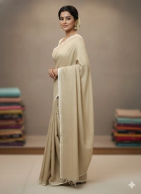 SKU1238 : Pure Khadi Cotton Saree – Handwoven, Lightweight & Breathable Fabric - Hand Wash, Yes