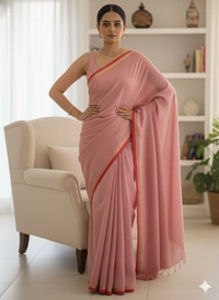 SKU1253 : Pure Khadi Cotton Saree – Handwoven, Lightweight & Breathable Fabric - Hand Wash, Yes
