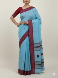SKU0851 : Pure Khadi Cotton Saree – Handwoven, Lightweight & Breathable Fabric - Hand Wash, Yes