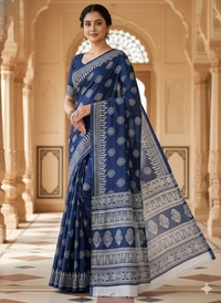 SKU1201 : Mulmul Cotton Saree, Lightweight saree - Hand Wash, No