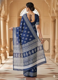 SKU1201 : Mulmul Cotton Saree, Lightweight saree - Hand Wash, No