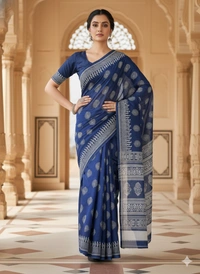 SKU1201 : Mulmul Cotton Saree, Lightweight saree - Hand Wash, No