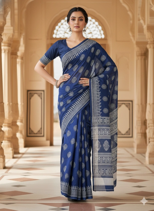 SKU1201 : Mulmul Cotton Saree, Lightweight saree - Hand Wash, No