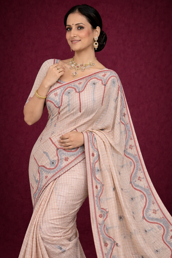 SKU1450 : Traditional Dhanekhali Tant With Gujrati Hand Work