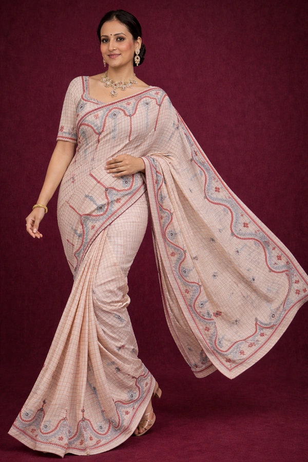 SKU1450 : Traditional Dhanekhali Tant With Gujrati Hand Work
