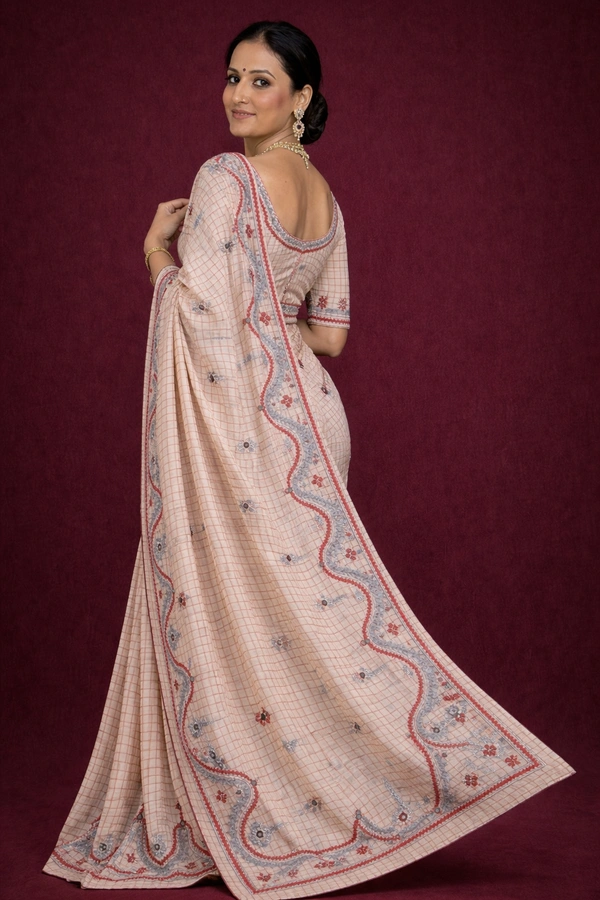 SKU1450 : Traditional Dhanekhali Tant With Gujrati Hand Work