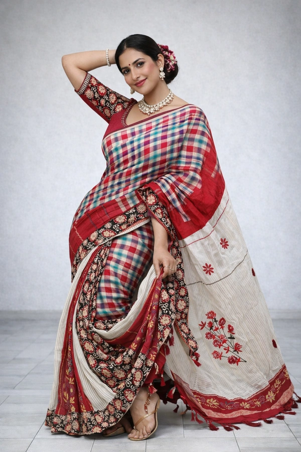 SKU1454 : Designer Cotton Fabric with Hand Stitch Work