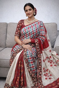 SKU1454 : Designer Cotton Fabric with Hand Stitch Work