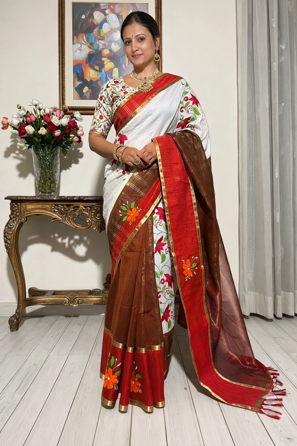 SKU1456 : Designer Cotton with Hand Parsi Work