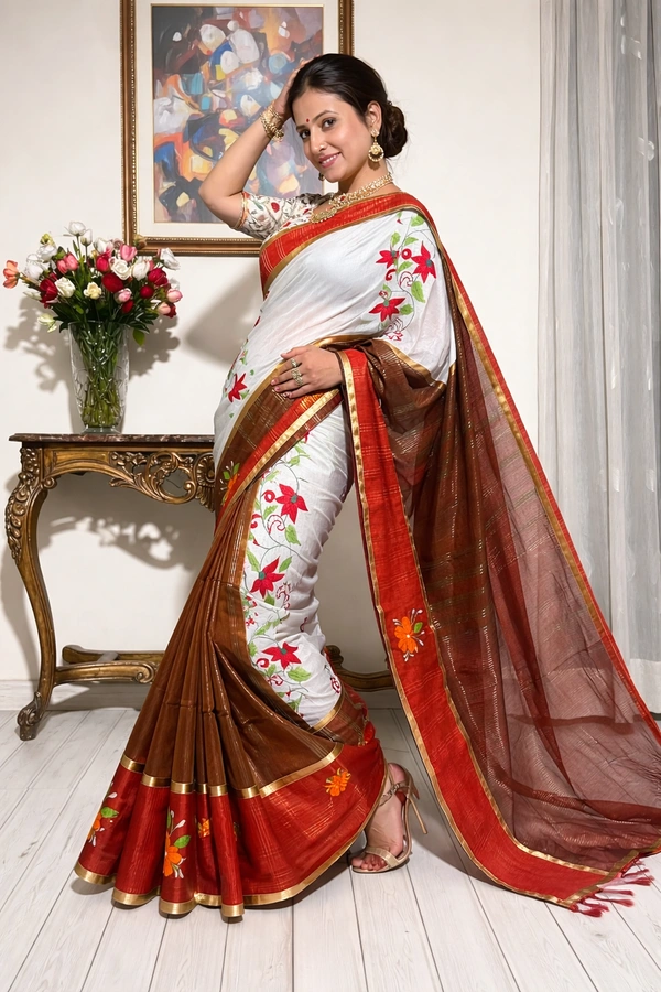 SKU1456 : Designer Cotton with Hand Parsi Work