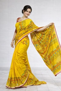 SKU1468 : Four ply Pure Silk with Gujarati & Lambani Work | Handcrafted Ethnic Fabric