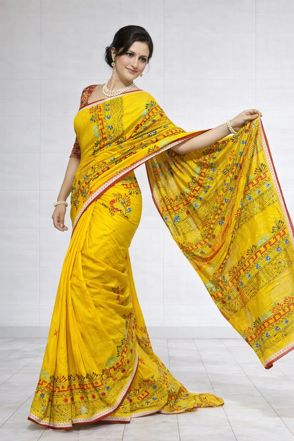 SKU1468 : Four ply Pure Silk with Gujarati & Lambani Work | Handcrafted Ethnic Fabric