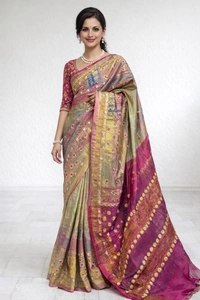 SKU1470 : Katki Silk with Lambani Work | Handcrafted Ethnic Silk Fabric