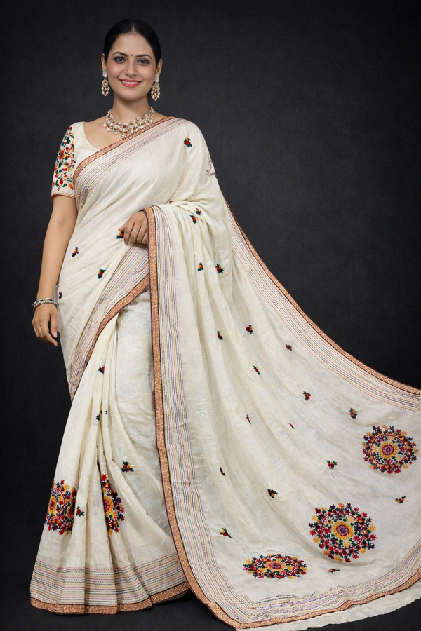 SKU1447 : Khadi Cotton Bulian Hand Stitch Fabric Handmade Ethnic Wear