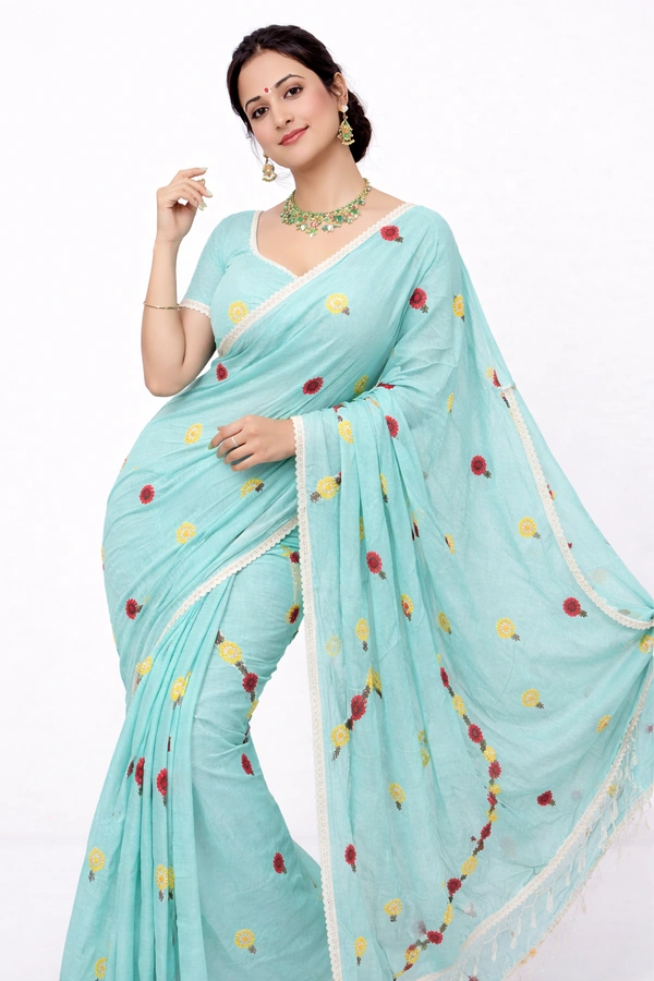 SKU1449 : Traditional Dhanekhali Tant with Bulian Hand Stitch Work