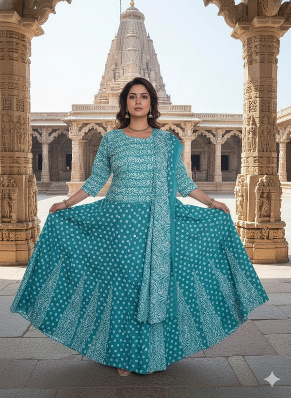 SKU1261 : GOPI DRESS | Mulmul Printed Ready to Wear Lehenga & Blouse With Dupatta for women - Hand Wash