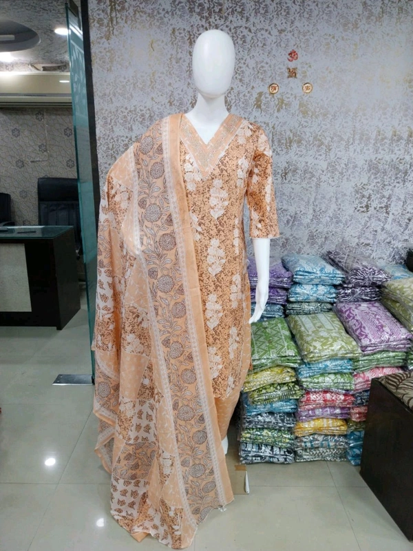 Cotton Kurti Pant Dupatta Set