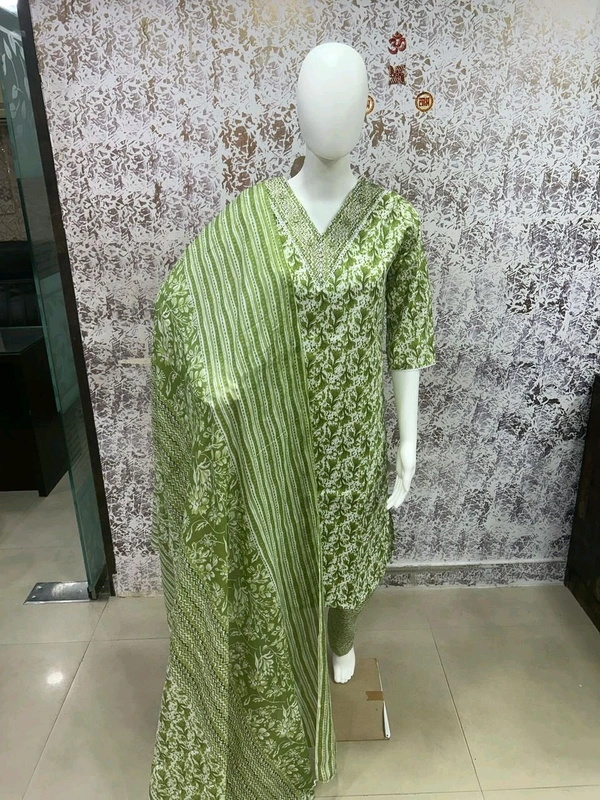 Cotton Kurti Pant Dupatta Set 