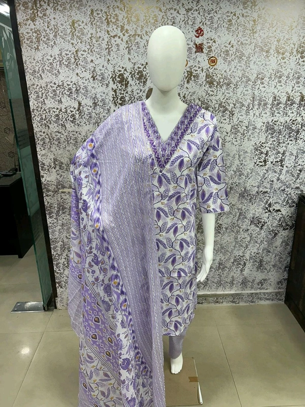 Cotton Kurti Pant Dupatta Set