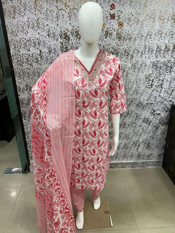 Cotton Kurti Pant Dupatta Set 