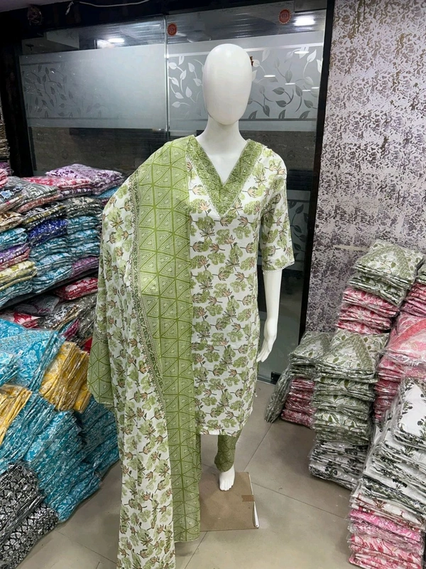 Cotton Kurti Pant Dupatta Set