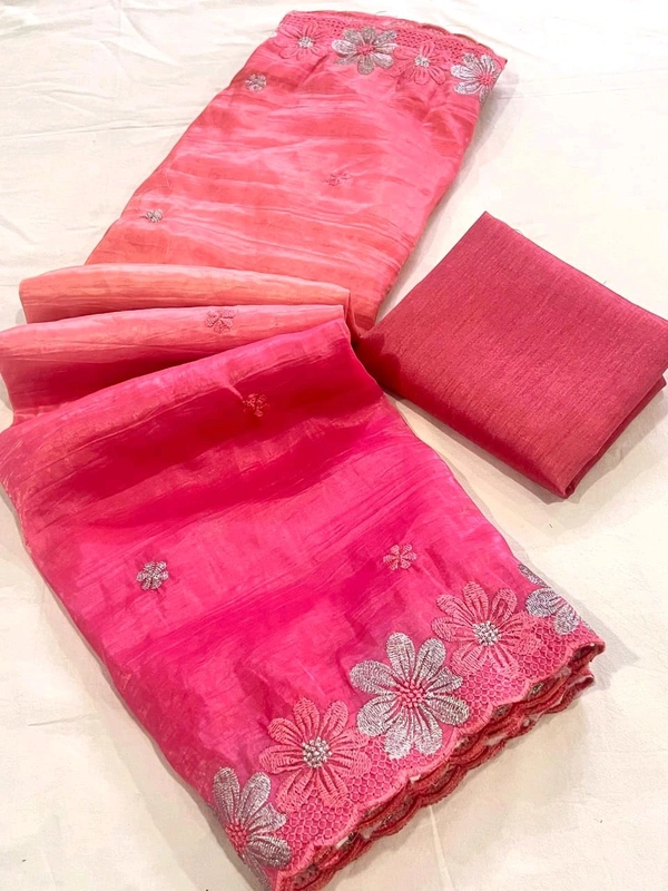Double Shade Chiffon Crush Saree
