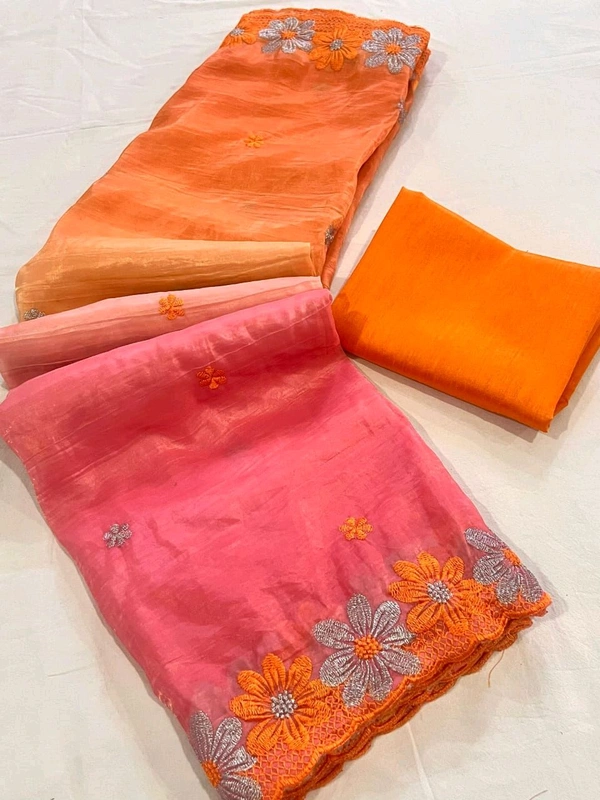 Double Shade Chiffon Crush Saree
