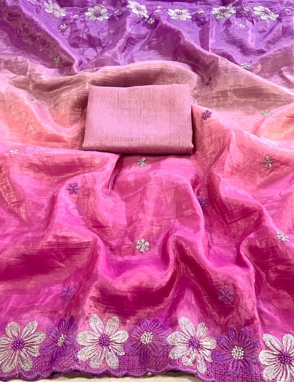 Double Shade Chiffon Crush Saree