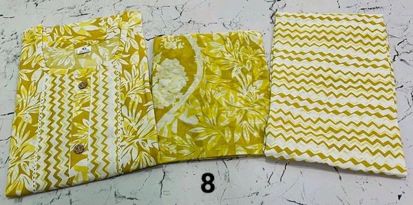 Premium Quality Cotton Kurti Pant Set 💜💚💛